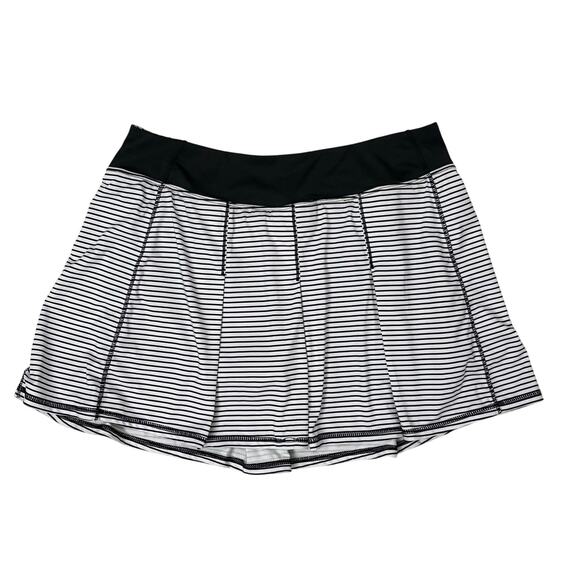 Kyodan Striped Athletic Skort Size L White With Black Stripes Secure Back Pocket - Picture 2 of 7